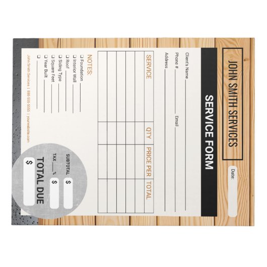 Carpenter Home Renovaties Service Formulier Factuu Notitieblok (Voorkant)