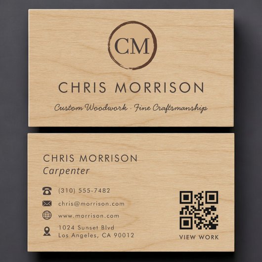 Carpenter Hout QR Code Professioneel Visitekaartje