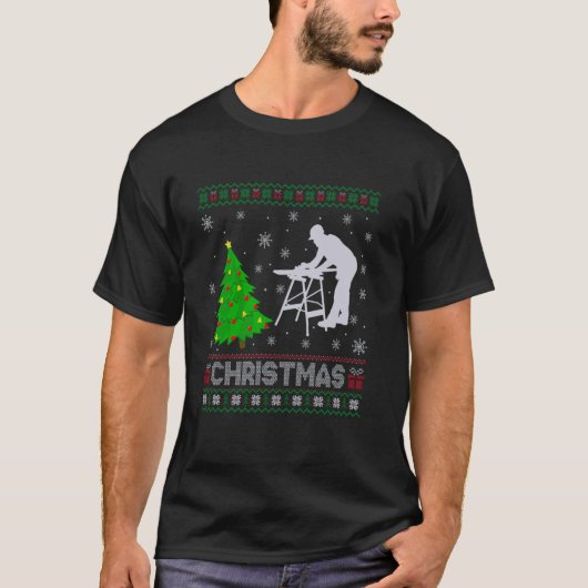 Carpenter kerstboom Lighting Ugly Christmas Sweate T-shirt (Voorkant)