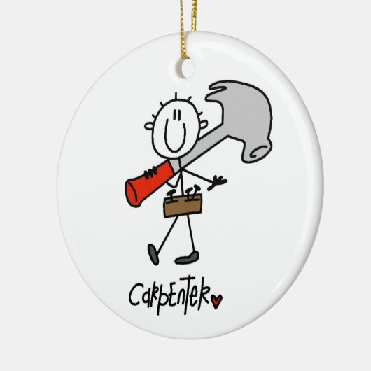 Carpenter met hamer keramisch ornament (Links)