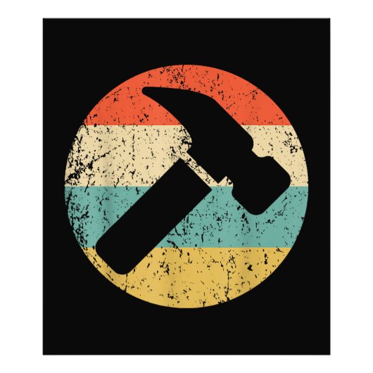 Carpenter Retro Hammer Foto Afdruk (Voorkant)