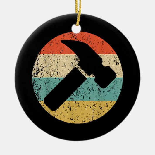 Carpenter Retro Hammer Keramisch Ornament (Voorkant)