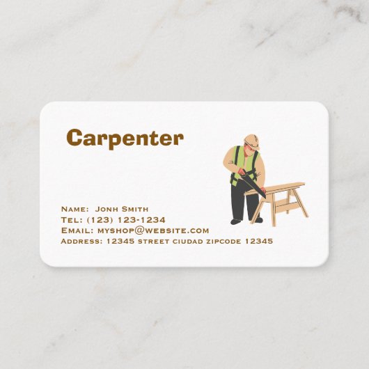 carpenter services editable   business card visitekaartje (Voorkant)