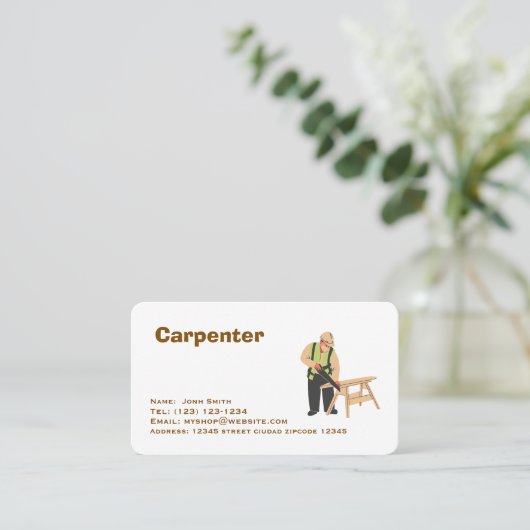 carpenter services editable   business card visitekaartje (Staand voorkant)