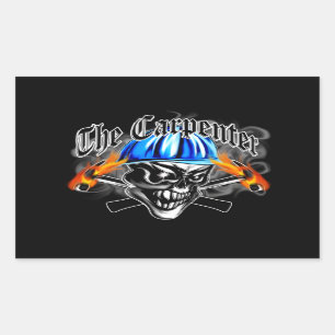 Carpenter Skull met hard Pet: De timmerman Rechthoekige Sticker