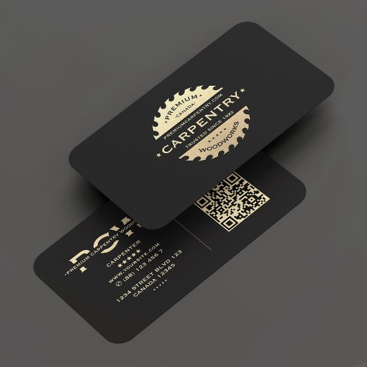 Carpenter Timmerwerk Zwart Goud Modern Visitekaartje