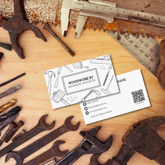 Carpenter Tools Handyman Service QR-code Visitekaartje