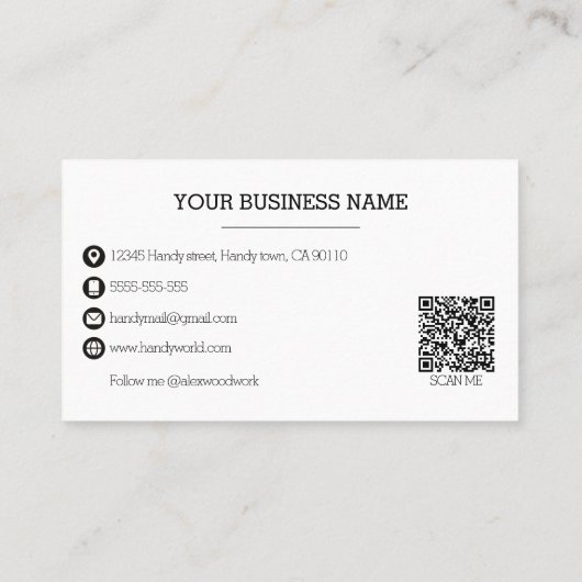 Carpenter Tools Handyman Service QR-code Visitekaartje (Achterkant)