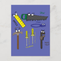 Carpenter Tools Whimsical Cartoon Art