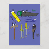 Carpenter Tools Whimsical Cartoon Art Briefkaart (Voorkant)