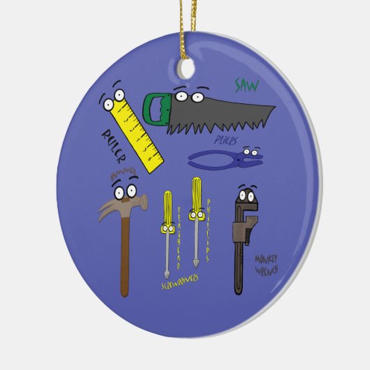 Carpenter Tools Whimsical Cartoon Art Keramisch Ornament (Links)