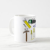 Carpenter Tools Whimsical Cartoon Art Koffiemok (Voorkant links)