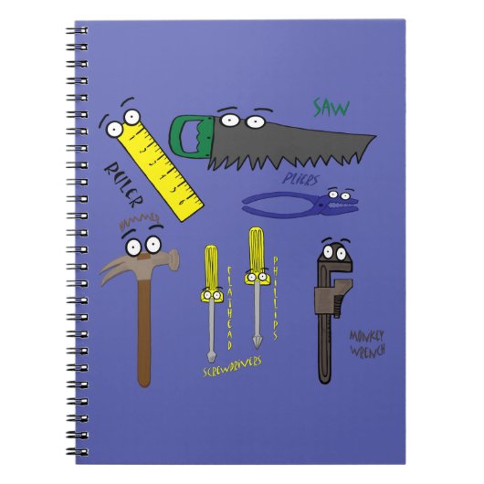 Carpenter Tools Whimsical Cartoon Art Notitieboek (Voorkant)