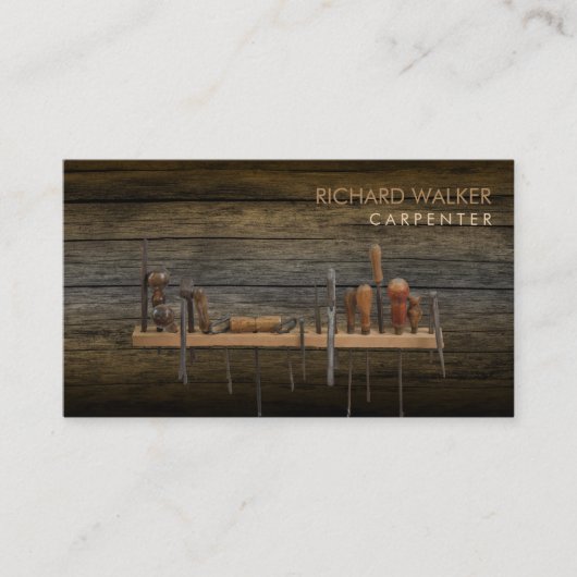 Carpenter Tools Woodworking Professional Wood Visitekaartje (Voorkant)