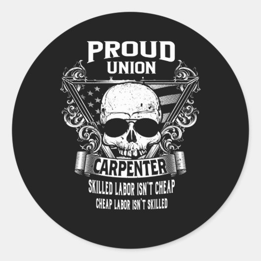 Carpenter van de Unie Ronde Sticker (Voorkant)