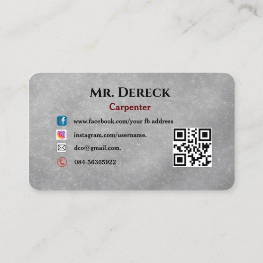 Carpenter Visitekaartje (Achterkant)