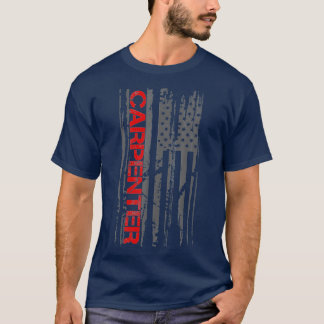 Carpenter Woodwork Patriotic American Flag T-shirt