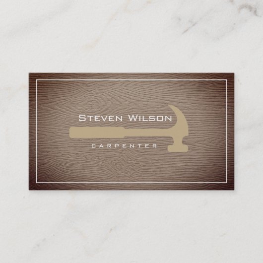 Carpenter Woodwork Professional Tool Rustic Wood Visitekaartje (Voorkant)
