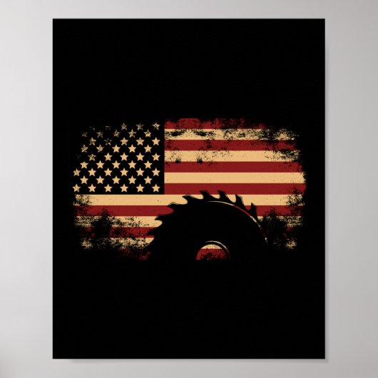 Carpenter Woodworking American Flag Vintage Poster (Voorkant)