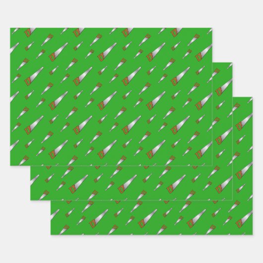 Carpenter's Saw Handyman Fun Green Inpakpapier Vel (Set)