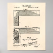 Carpenter's Square 1893 Patent Art Old Peper Poster (Voorkant)