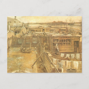 Carpenter's Yard en wasgoed van Vincent van Gogh Briefkaart