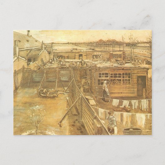 Carpenter's Yard en wasgoed van Vincent van Gogh Briefkaart (Voorkant)