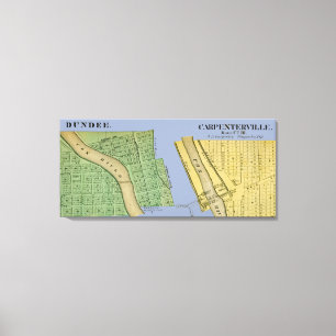 CARPENTERSVILLE DUNDEE ILLINOIS 1871 KAART CANVAS AFDRUK