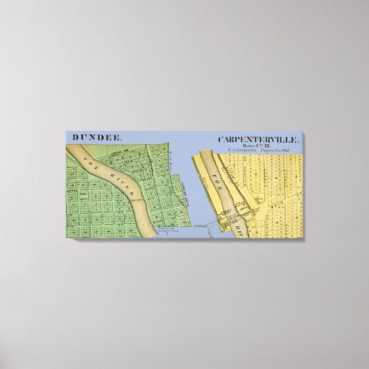 CARPENTERSVILLE DUNDEE ILLINOIS 1871 KAART CANVAS AFDRUK (Voorkant)