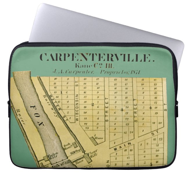 CARPENTERSVILLE DUNDEE ILLINOIS 1871 MAP LAPTOP SLEEVE (Voorkant)
