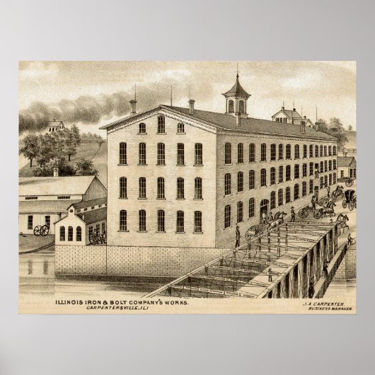 Carpentersville Illinois Iron and Bolt Co. 1871 Poster (Voorkant)