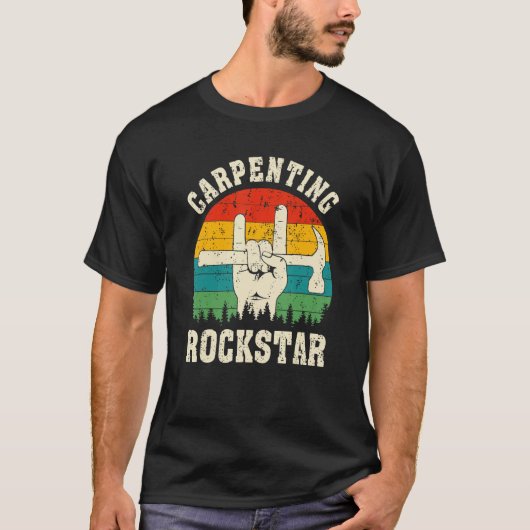 Carpenting Rockstar, Funny Carpenter Dad, Retro Wo T-shirt (Voorkant)