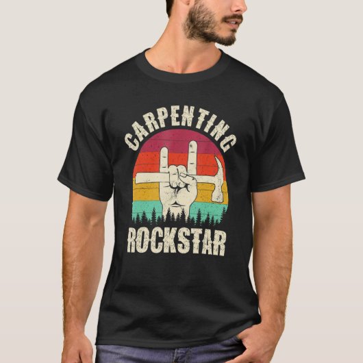 Carpenting Rockstar, Funny Carpenter Dad, Retro Wo T-shirt (Voorkant)