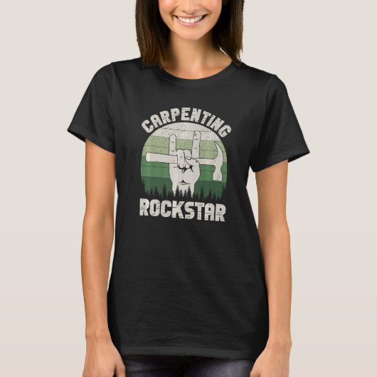 Carpenting rockstar, grappig timmerman, houtwerker t-shirt (Voorkant)