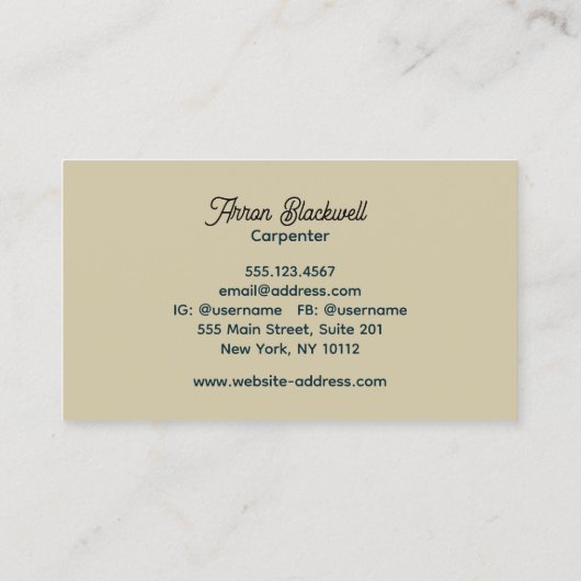 Carpentry Construction Carpenter Rustiek hout Visitekaartje (Achterkant)