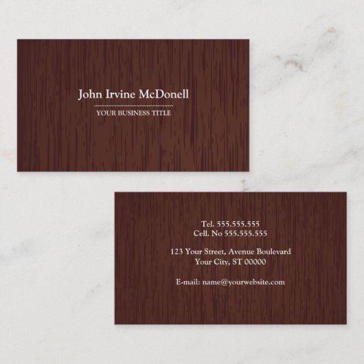 Carpentry — Dark Wood Texture Visitekaartje (Voorkant / Achterkant)