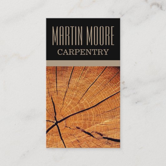 Carpentry faux hout textuur oppervlak visitekaartje (Voorkant)