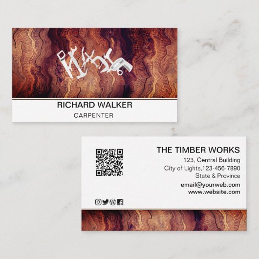 Carpentry Handyman Gereedschap Houten Werken Visitekaartje (Voorkant / Achterkant)