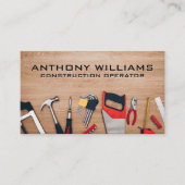 Carpentry-hardware-tools op houten tafel visitekaartje (Voorkant)