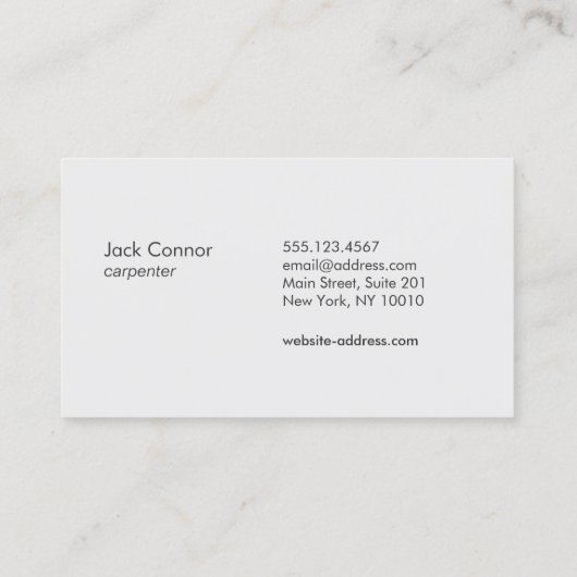 Carpentry Home Improvement Hammer en Saw Visitekaartje (Achterkant)