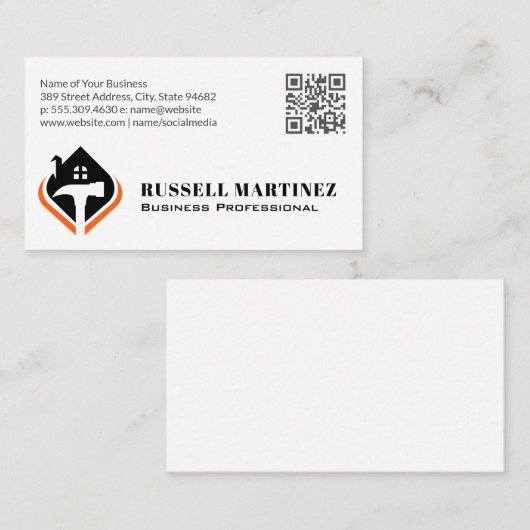 Carpentry Logo | QR-code-Visitekaartje Visitekaartje (Voorkant / Achterkant)