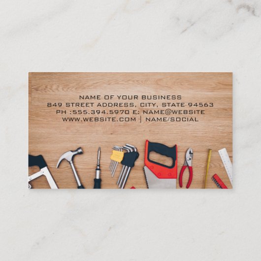 Carpentry Tools | Construction Logo Visitekaartje (Achterkant)