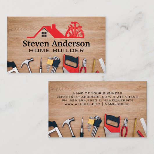 Carpentry Tools | Construction Logo Visitekaartje (Voorkant / Achterkant)