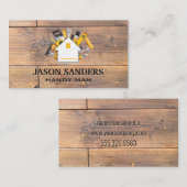 Carpentry tools en Home Icon | Hout Visitekaartje (Voorkant / Achterkant)