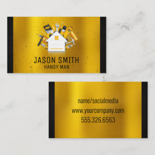 Carpentry Tools Gold Metal Black Trim Visitekaartje