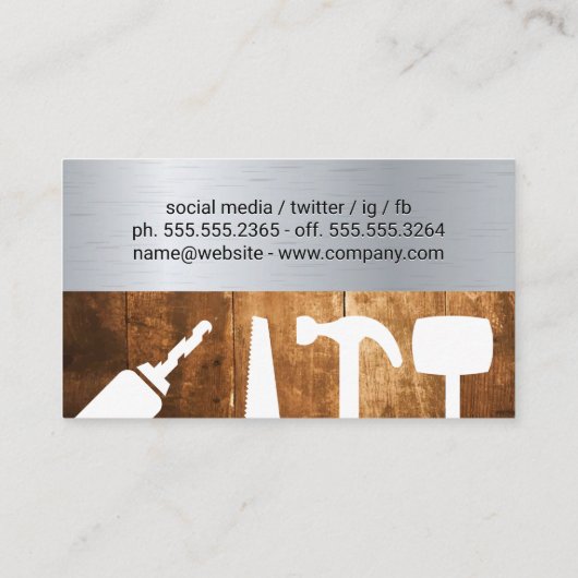 Carpentry Tools Home Logo | houtversiering Visitekaartje (Achterkant)