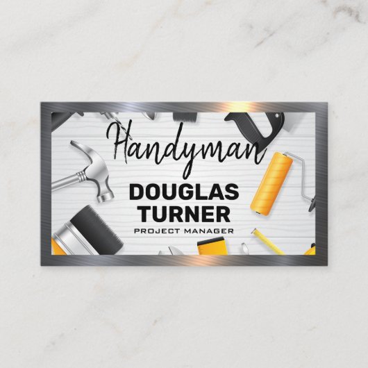 Carpentry tools op tafel | Metaal Visitekaartje (Voorkant)