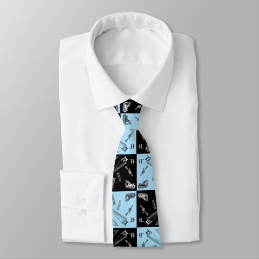 Carpentry-tools voor Blauwe en zwarte tegels Stropdas (Gebonden)