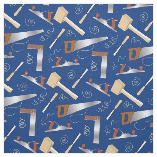 Carpentry Tools Woodworking Toolkit on Blue Stof (Swatch)