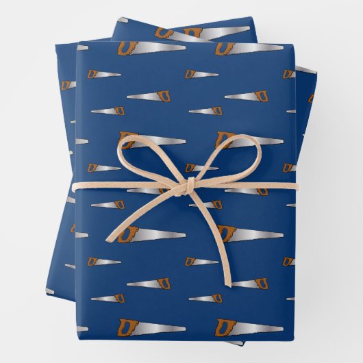 Carpentry Woodworking Saws Pattern Inpakpapier Vel (In situ)